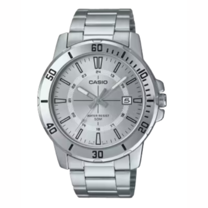  Casio General MTP-VD01D-7CV Silver Stainless Steel Strap with White Dial Analog Men Watch